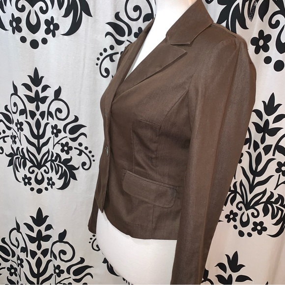 I.N. San Francisco Sz M Chocolate Brown 2 Button Unlined Fitted Blazer - Picture 2 of 10